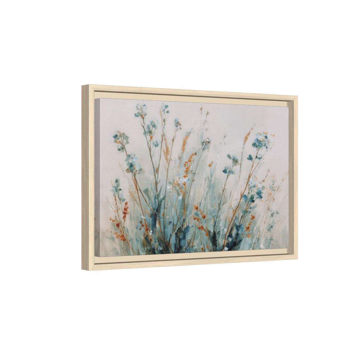 Abstract Botanical Wall Art – natural wood framed canvas