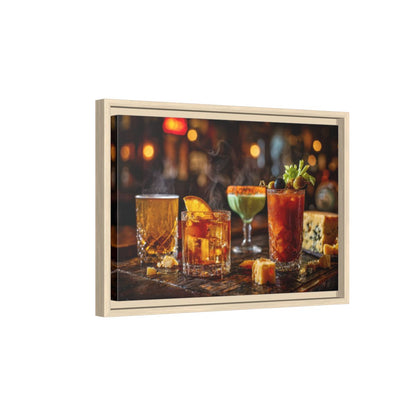Wisconsin Tavern Cocktail Wall Art – natural wood framed canvas