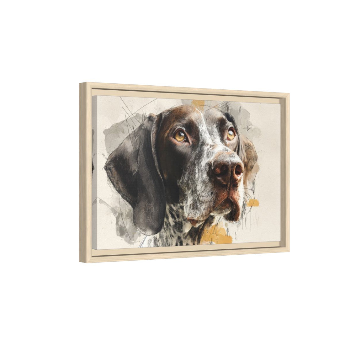 German Shorthaired Pointer Canvas Print – natural wood framed canvas