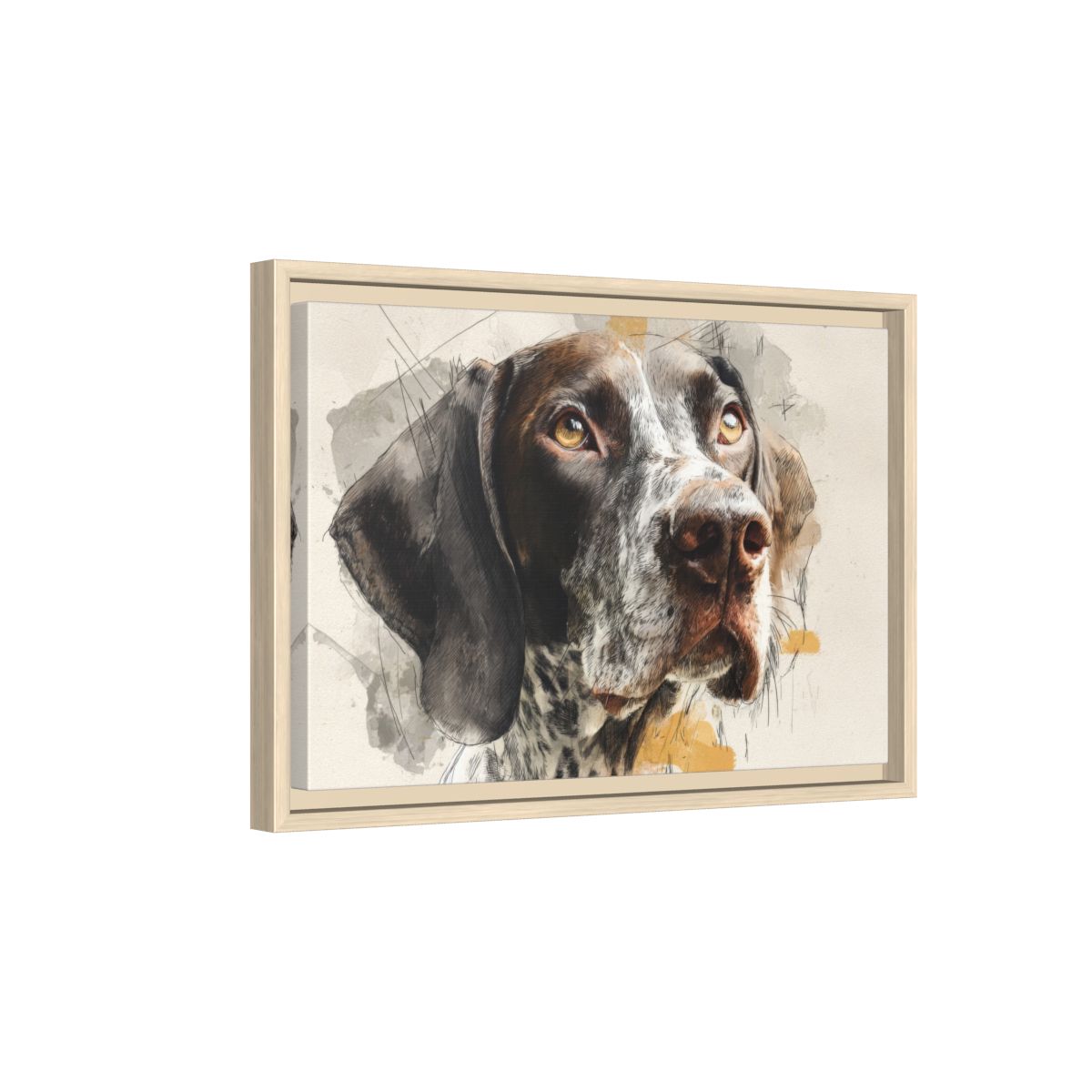 German Shorthaired Pointer Canvas Print – natural wood framed canvas