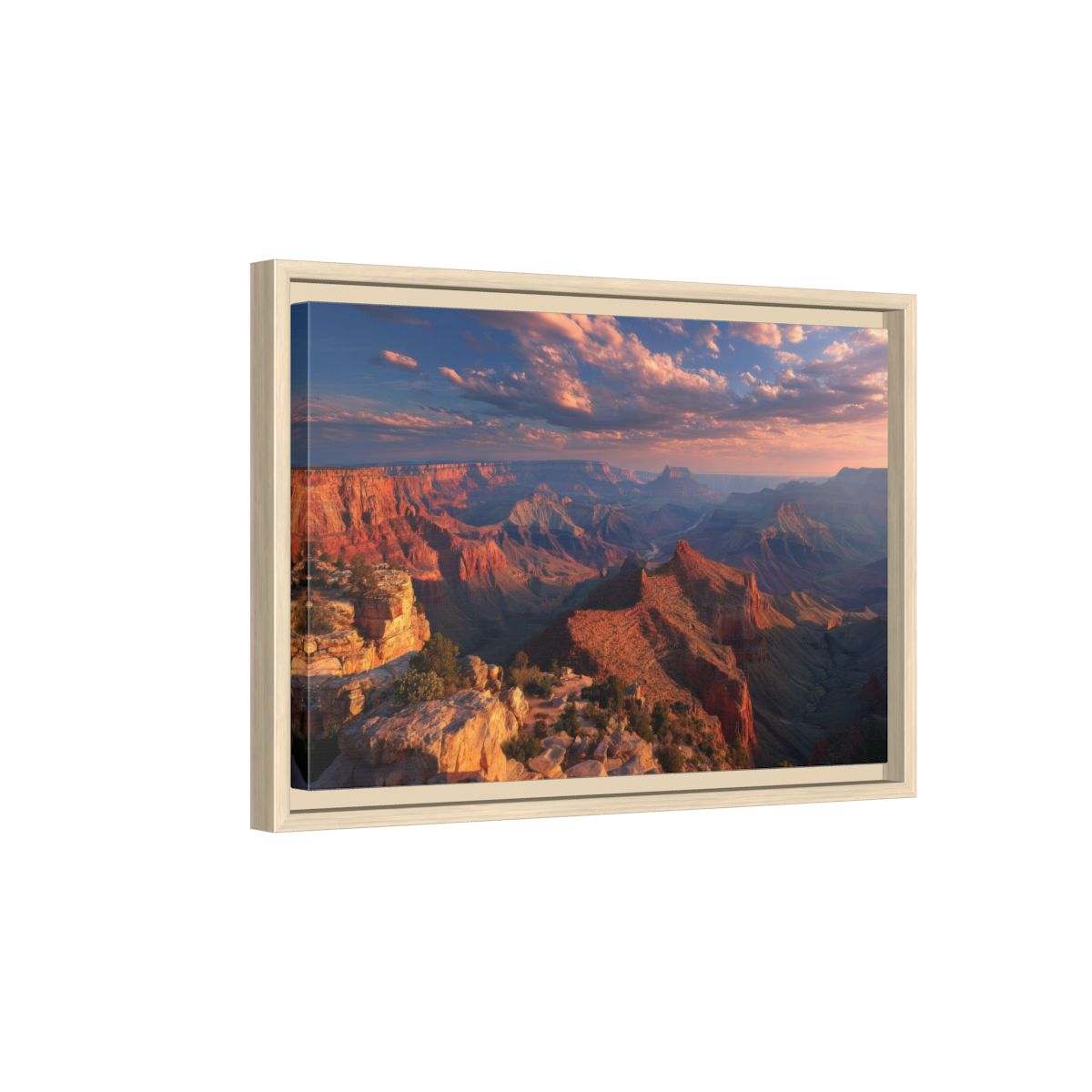 Grand Canyon Sunset Canvas Wall Art – natural wood framed canvas