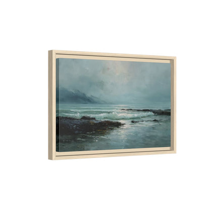 Coastal Seascape Canvas Wall Art – natural wood framed canvas