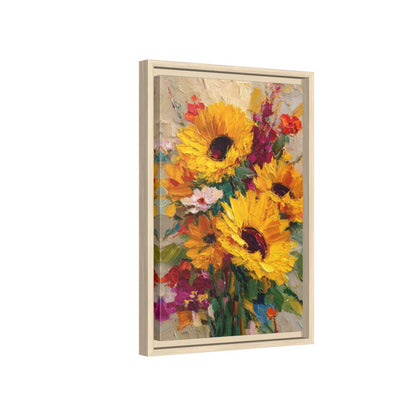 Sunflower Bouquet Canvas Print – natural wood framed canvas