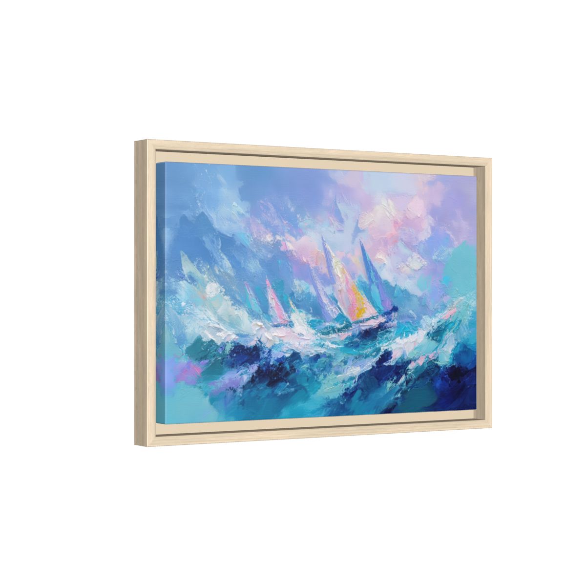Abstract Seascape Canvas Print – natural wood framed canvas