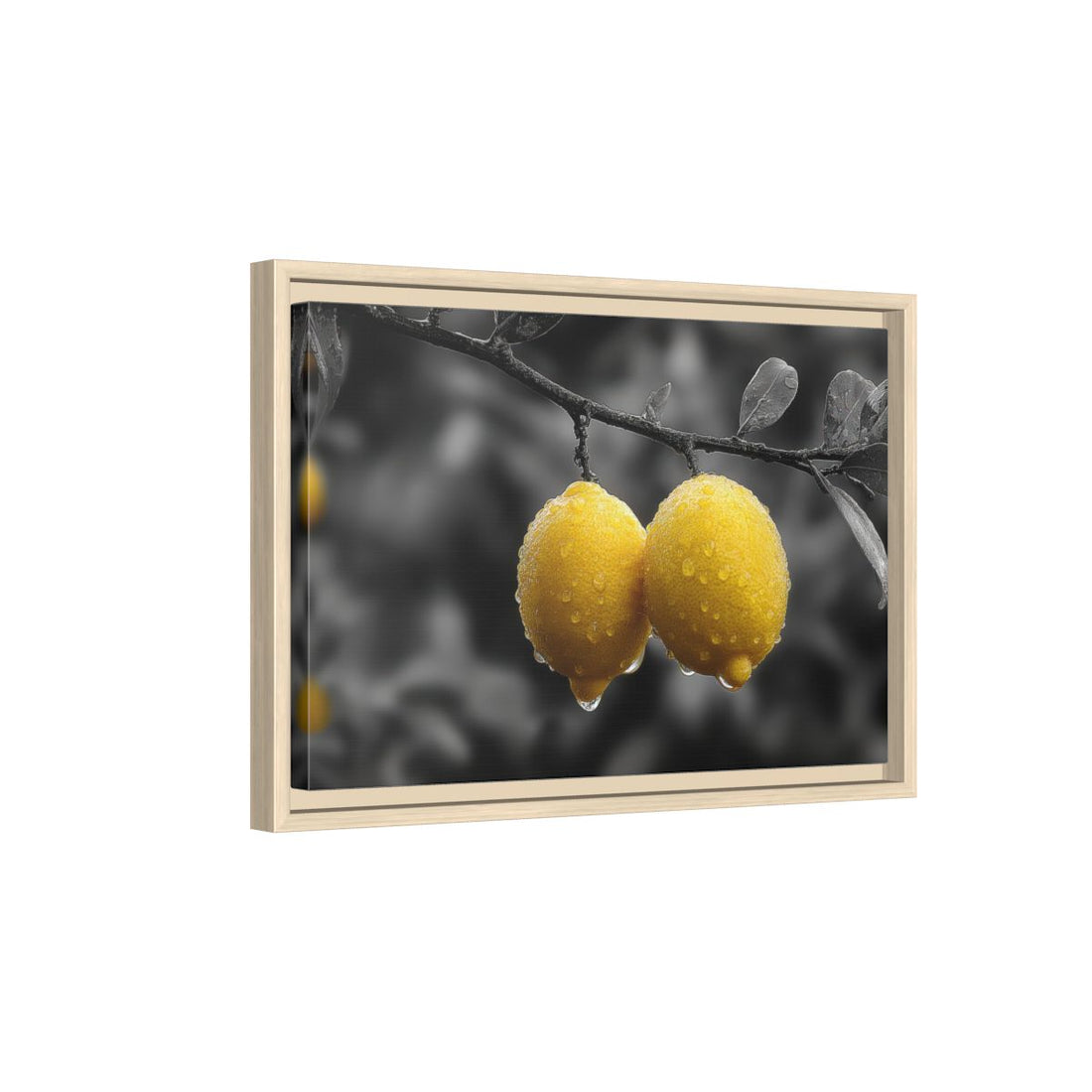 Yellow Lemons Canvas Art – natural wood framed canvas