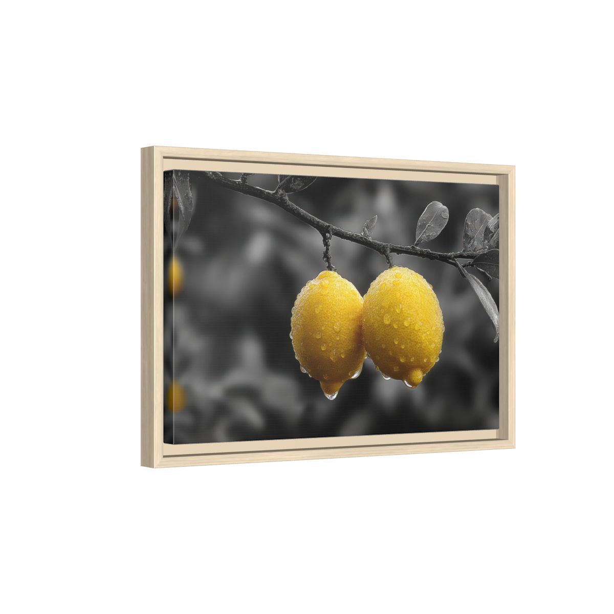 Yellow Lemons Canvas Art – natural wood framed canvas