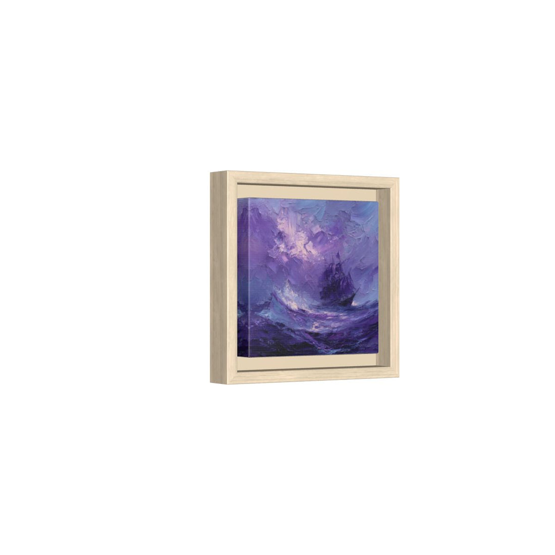 Abstract Purple Seascape Canvas Art – natural wood framed canvas