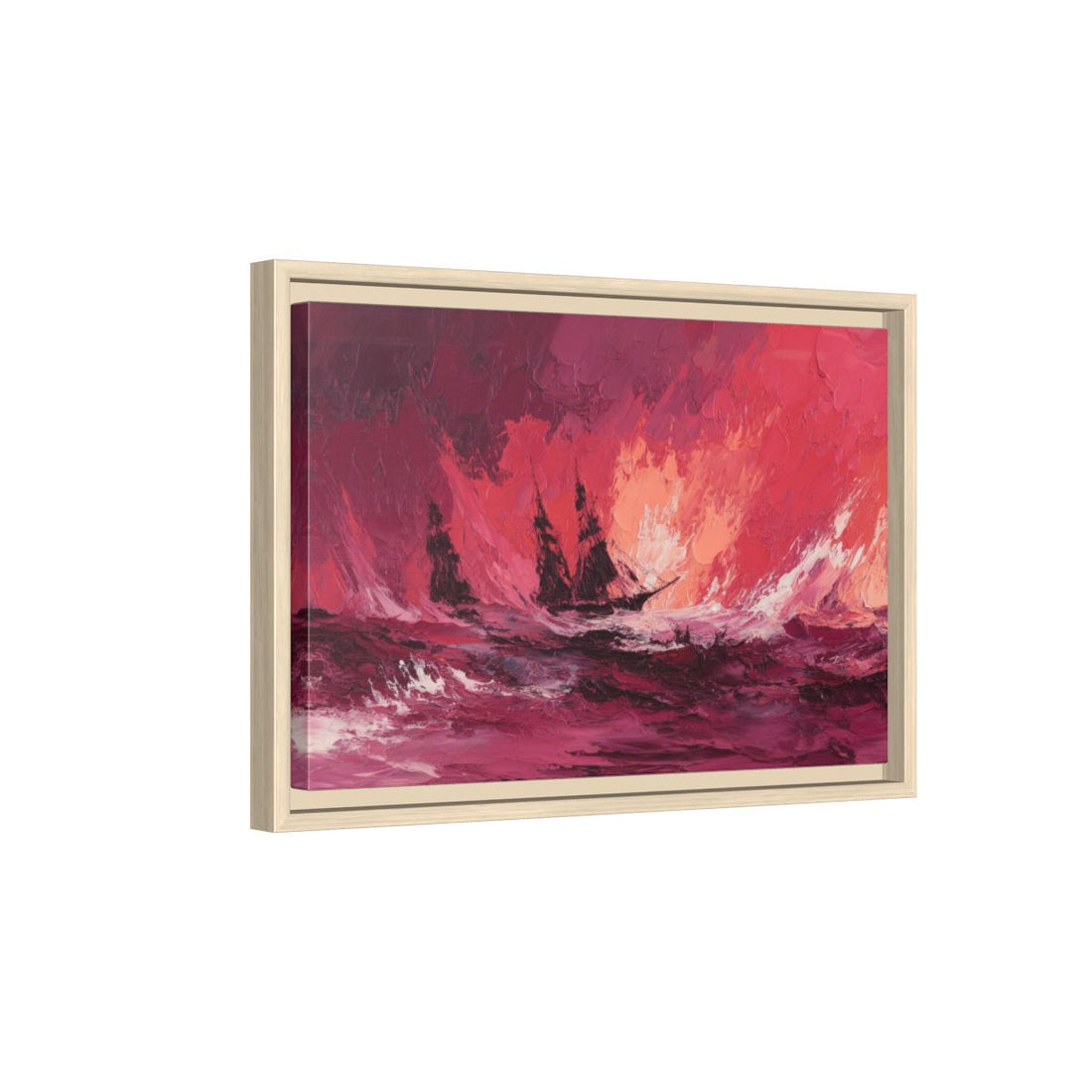 Abstract Storm Seascape Canvas Wall Art – natural wood framed canvas