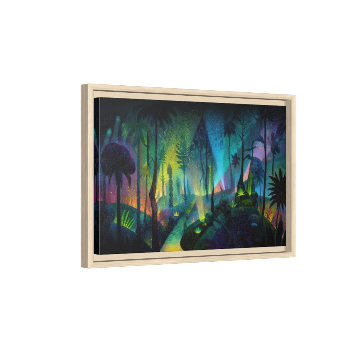 Dark Jungle Canvas Print – natural wood framed canvas