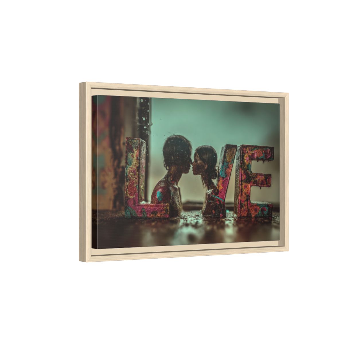 LOVE Letter Canvas Art – natural wood framed canvas