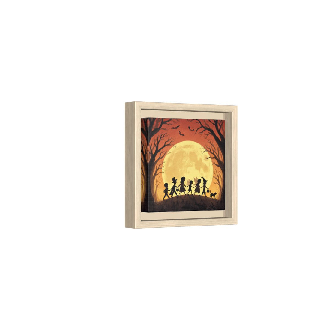 Halloween Trick or Treat Canvas Wall Art – natural wood framed canvas