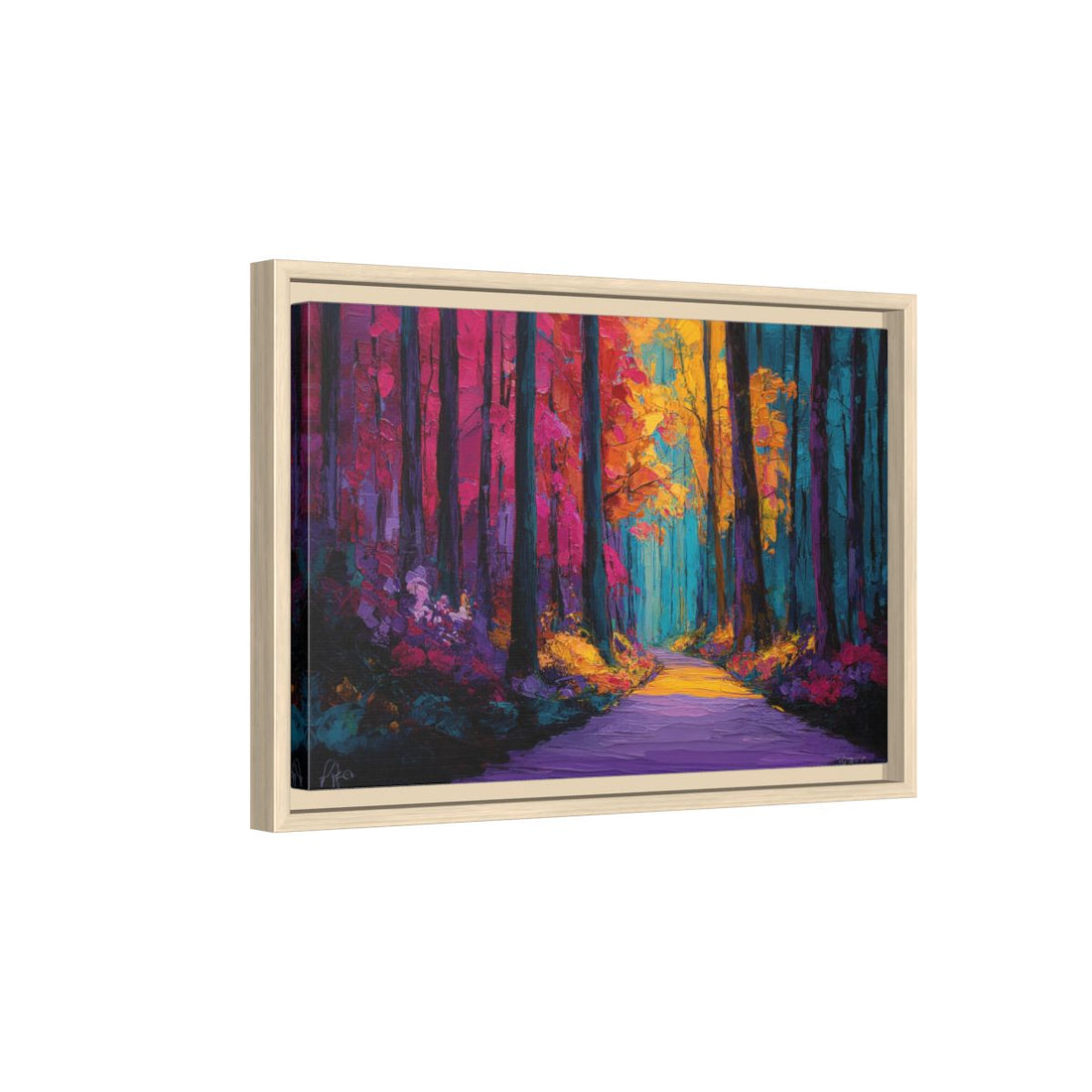 Abstract Forest Path Canvas Art – natural wood framed canvas