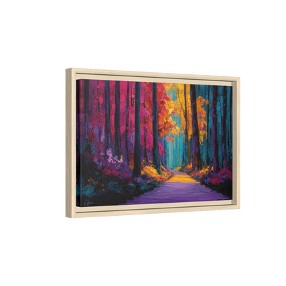 Abstract Forest Path Canvas Art – natural wood framed canvas