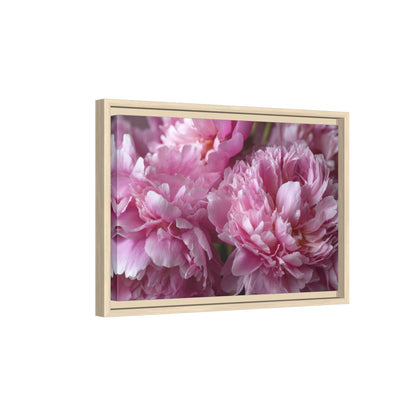 Pink Peony Canvas Wall Art – natural wood framed canvas