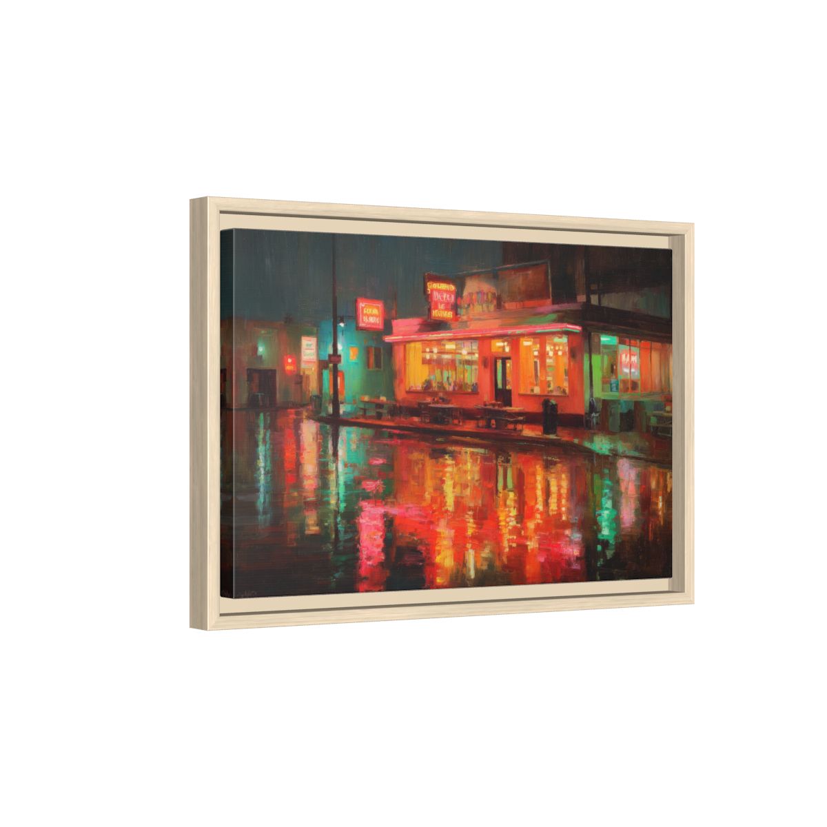 Midwest Supper Club Canvas Art – natural wood framed canvas