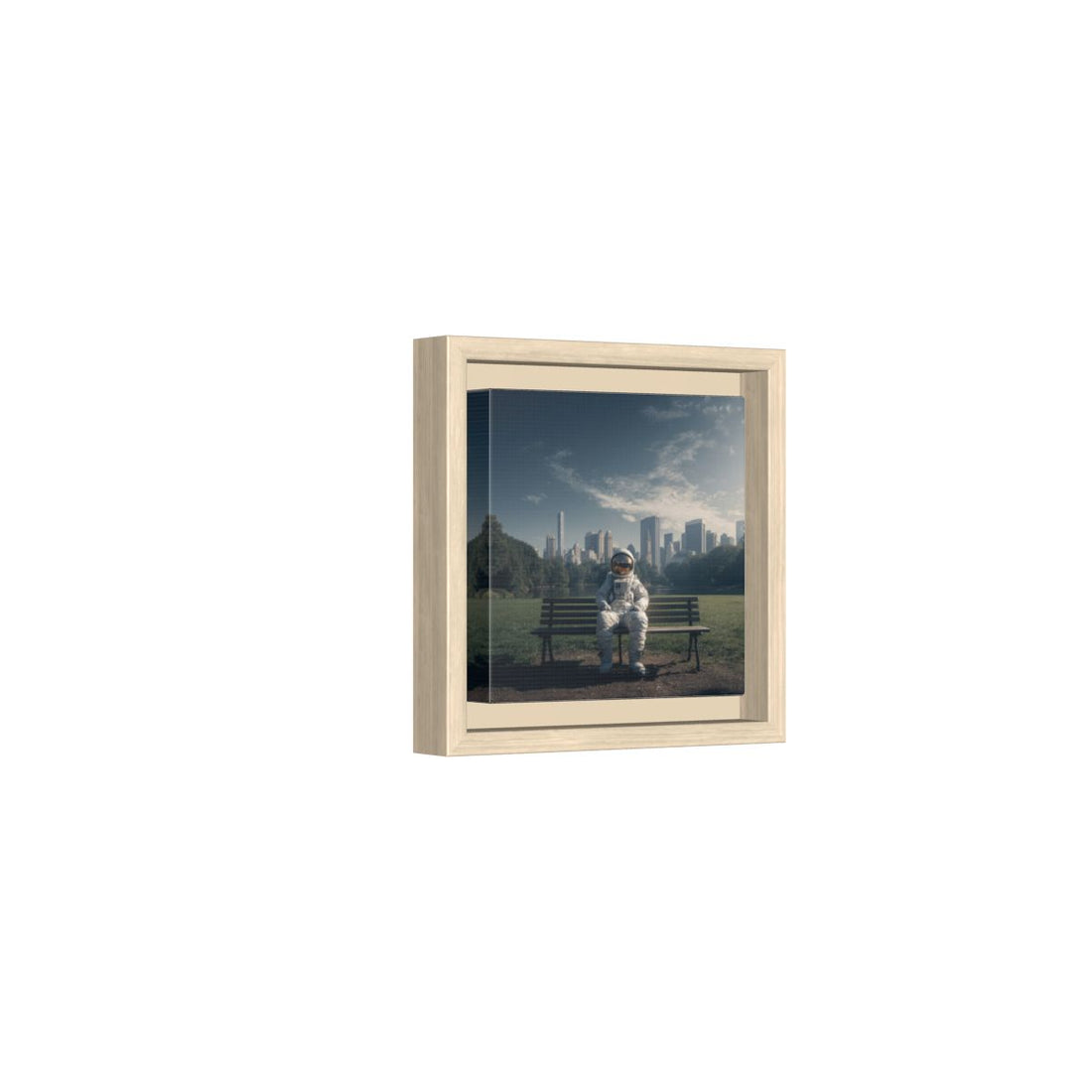 Astronaut Canvas Wall Art – natural wood framed canvas