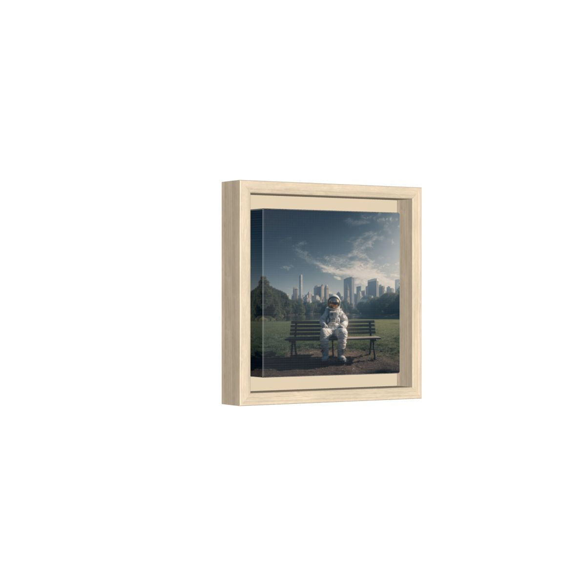 Astronaut Canvas Wall Art – natural wood framed canvas