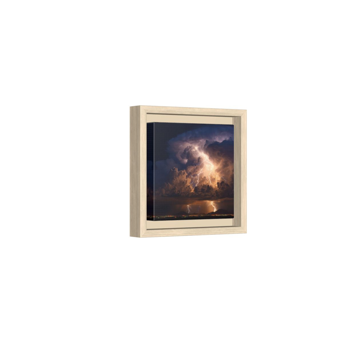 Lightning Storm Canvas Print – natural wood framed canvas