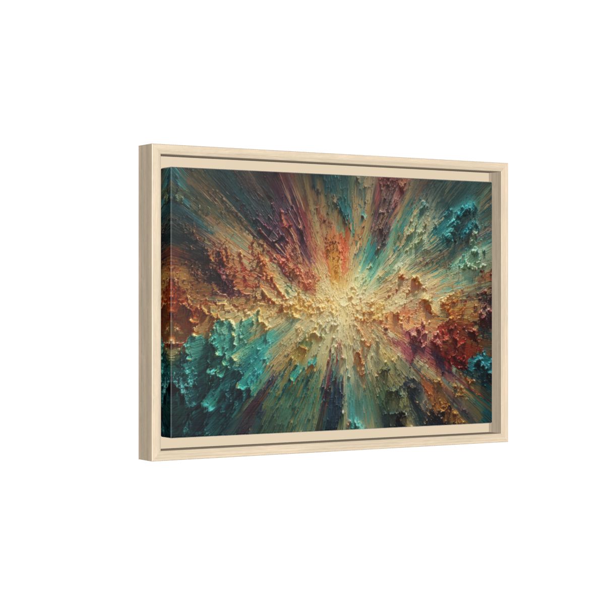Abstract Burst Canvas Wall Art – natural wood framed canvas