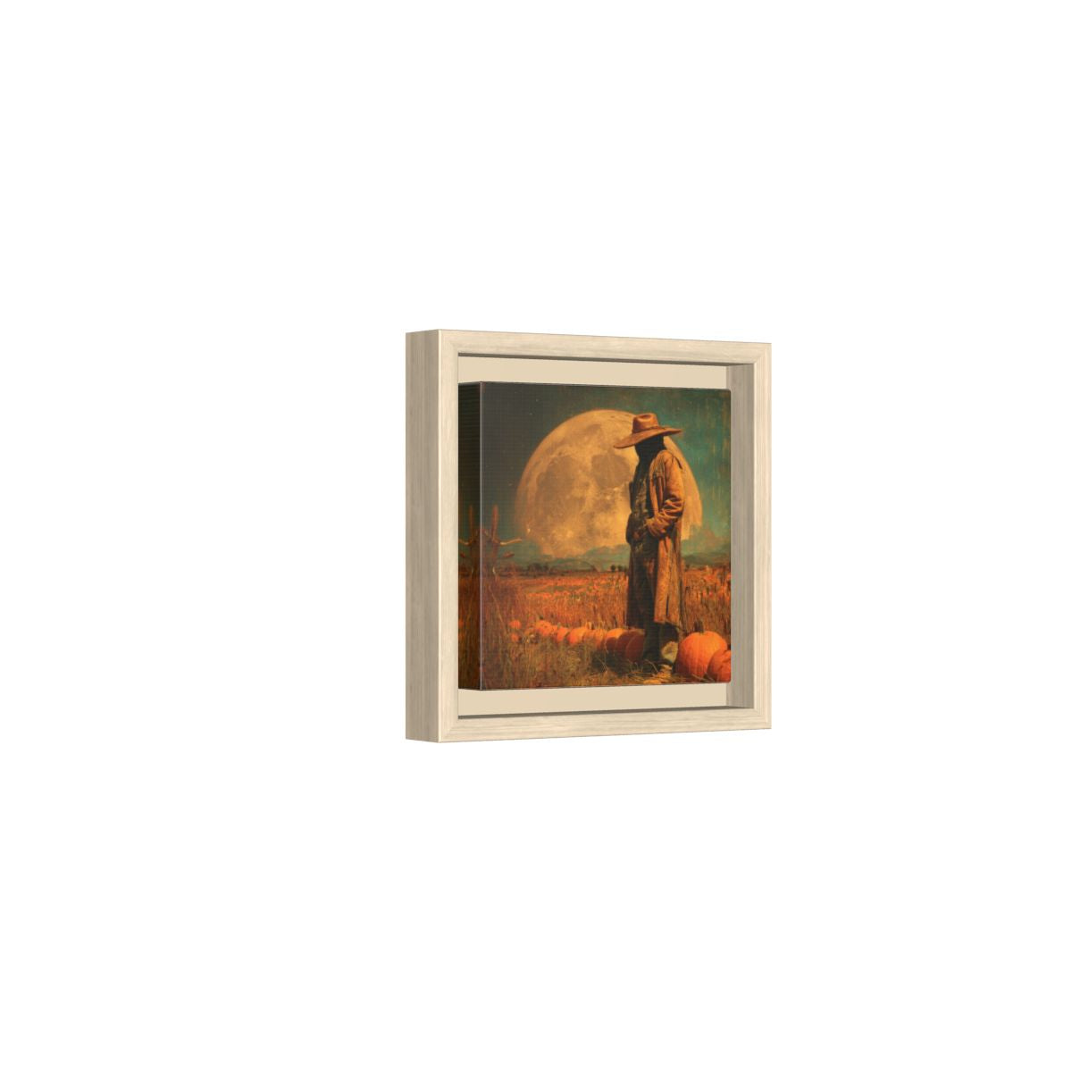 Halloween Cowboy Canvas Print – natural wood framed canvas