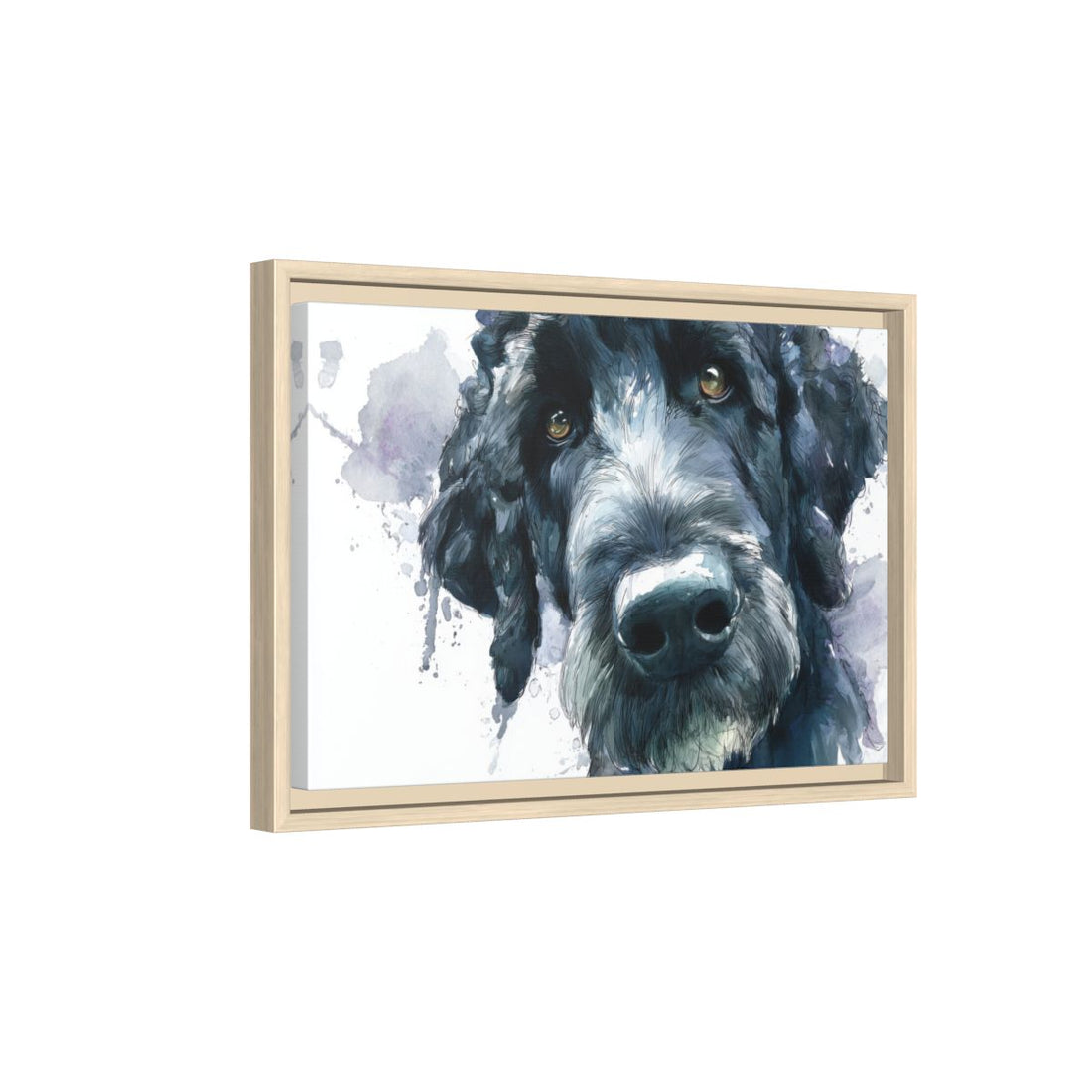 Portuguese Water Dog Canvas Print – natural wood framed canvas