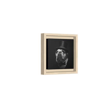 Bulldog Top Hat Canvas Print – natural wood framed canvas