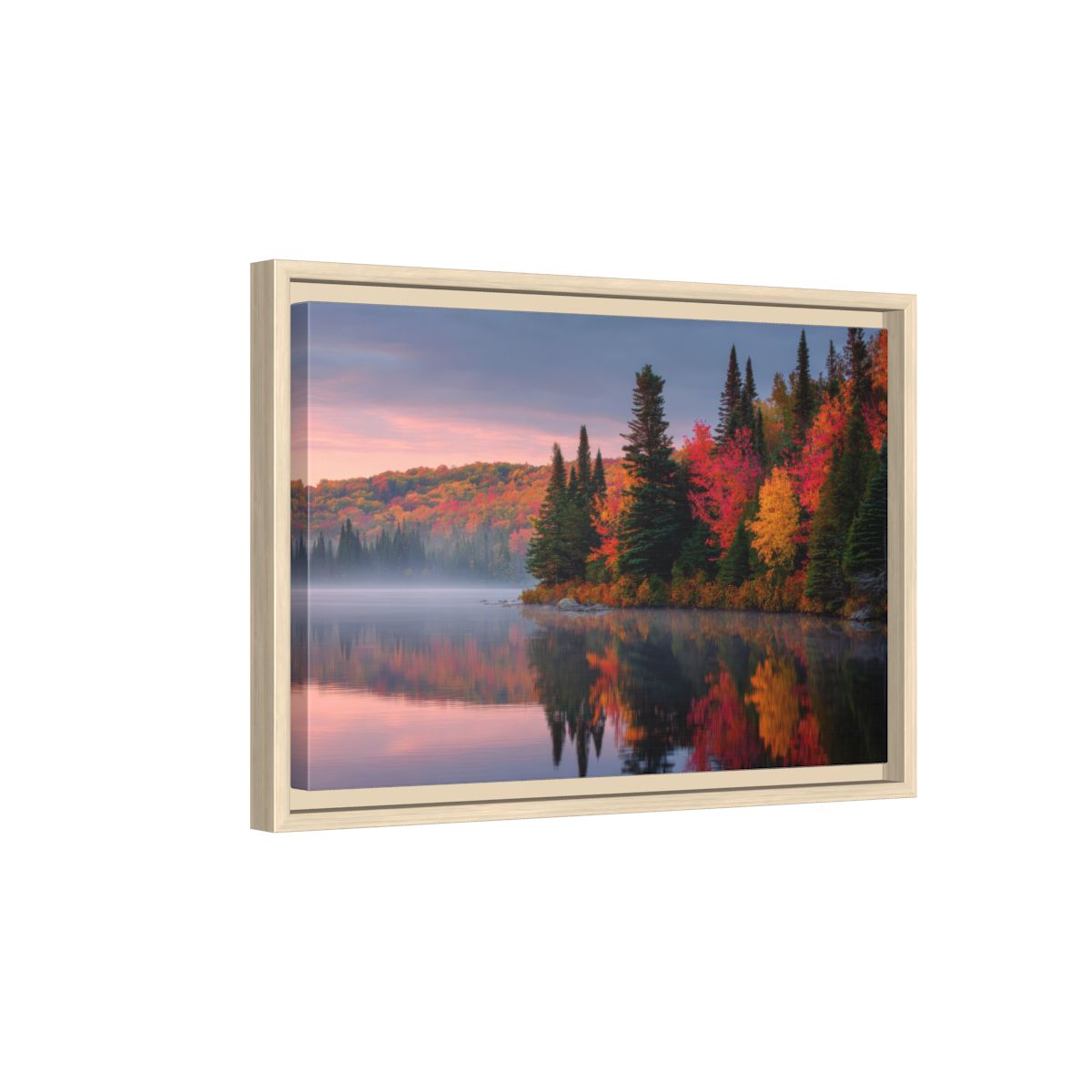 Autumn Lake Canvas Print – natural wood framed canvas