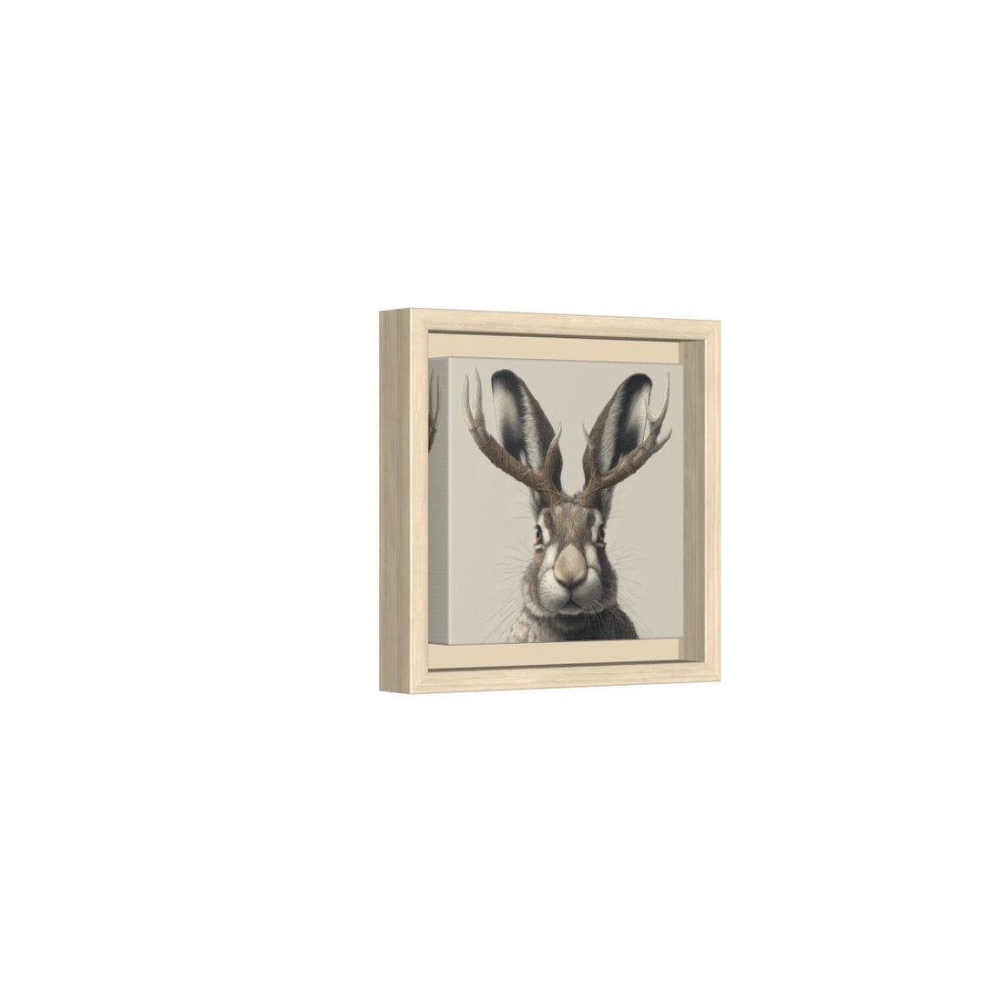 Jackalope Art Print – natural wood framed canvas