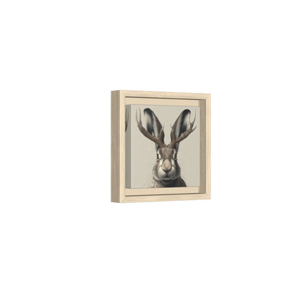 Jackalope Art Print – natural wood framed canvas