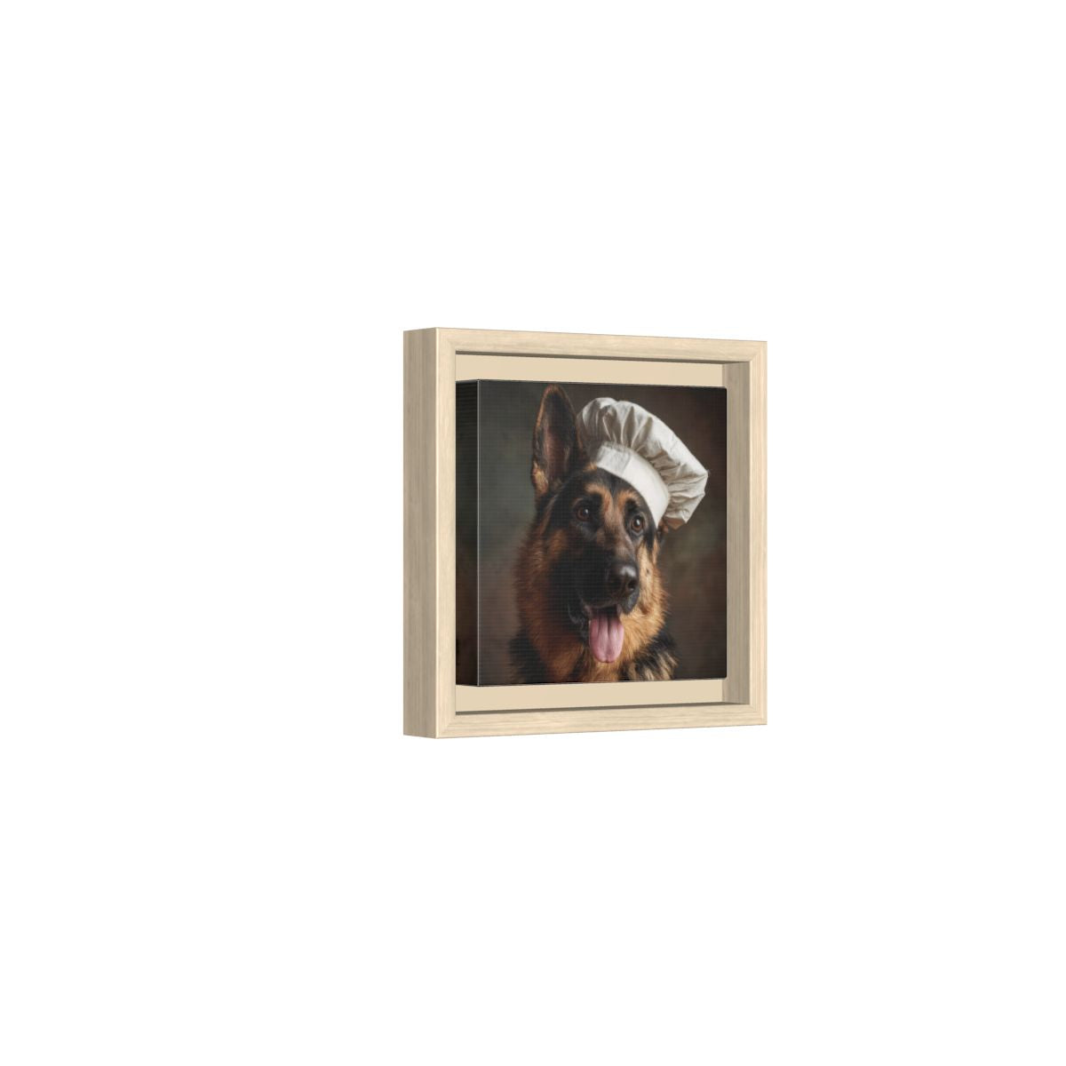 German Shepherd Chef Canvas Print – natural wood framed canvas