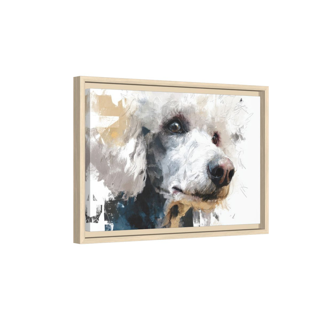 Stylized Poodle Canvas Wall Art – natural wood framed canvas