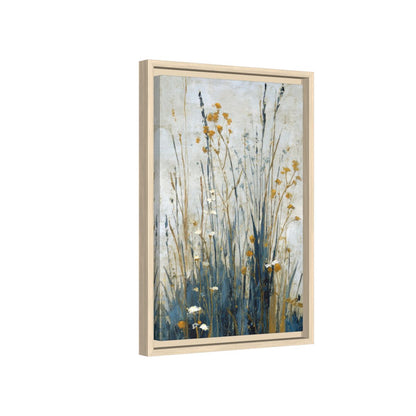 Abstract Botanical Wall Art – natural wood framed canvas
