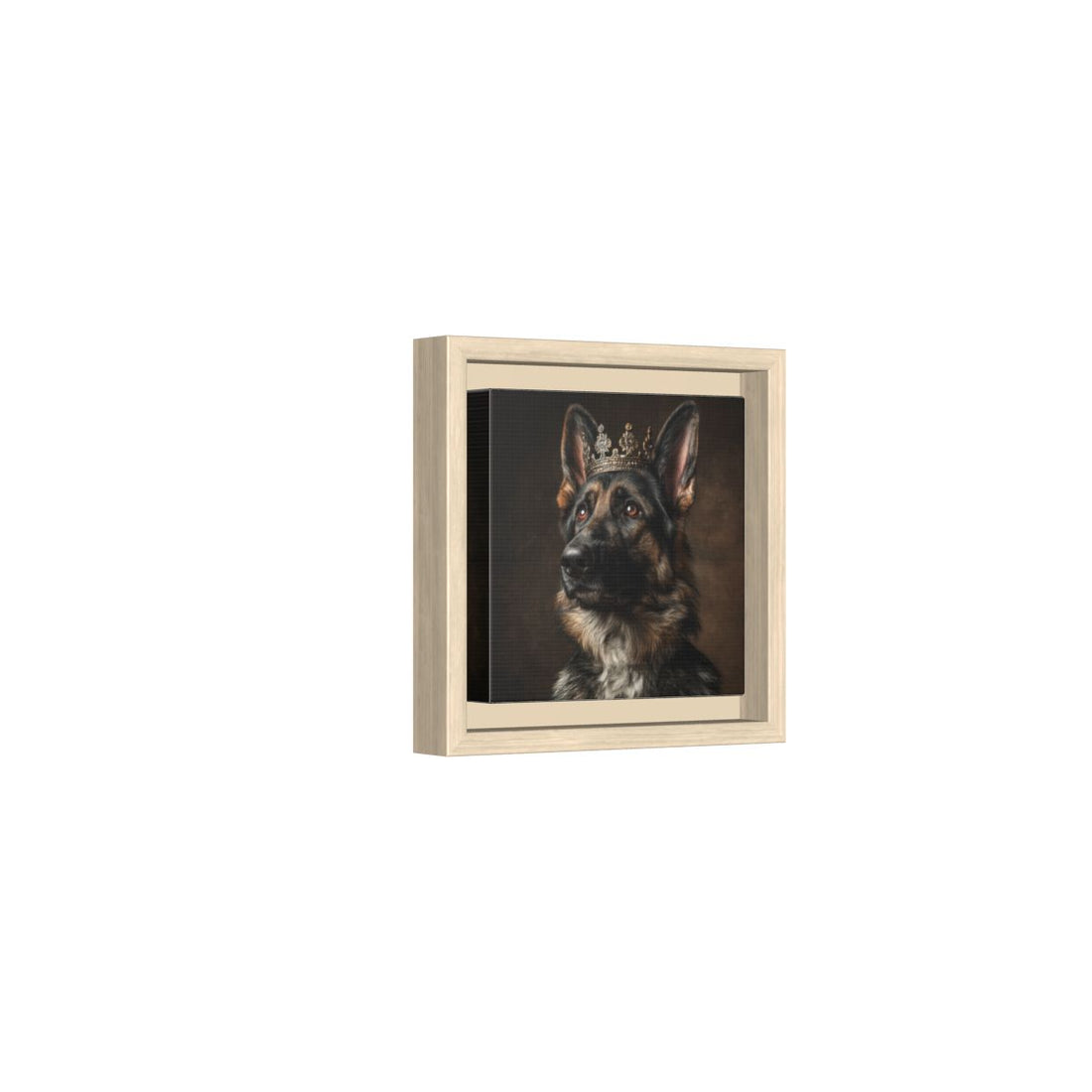 German Shepherd Dog Crown Canvas Print – natural wood framed canvas