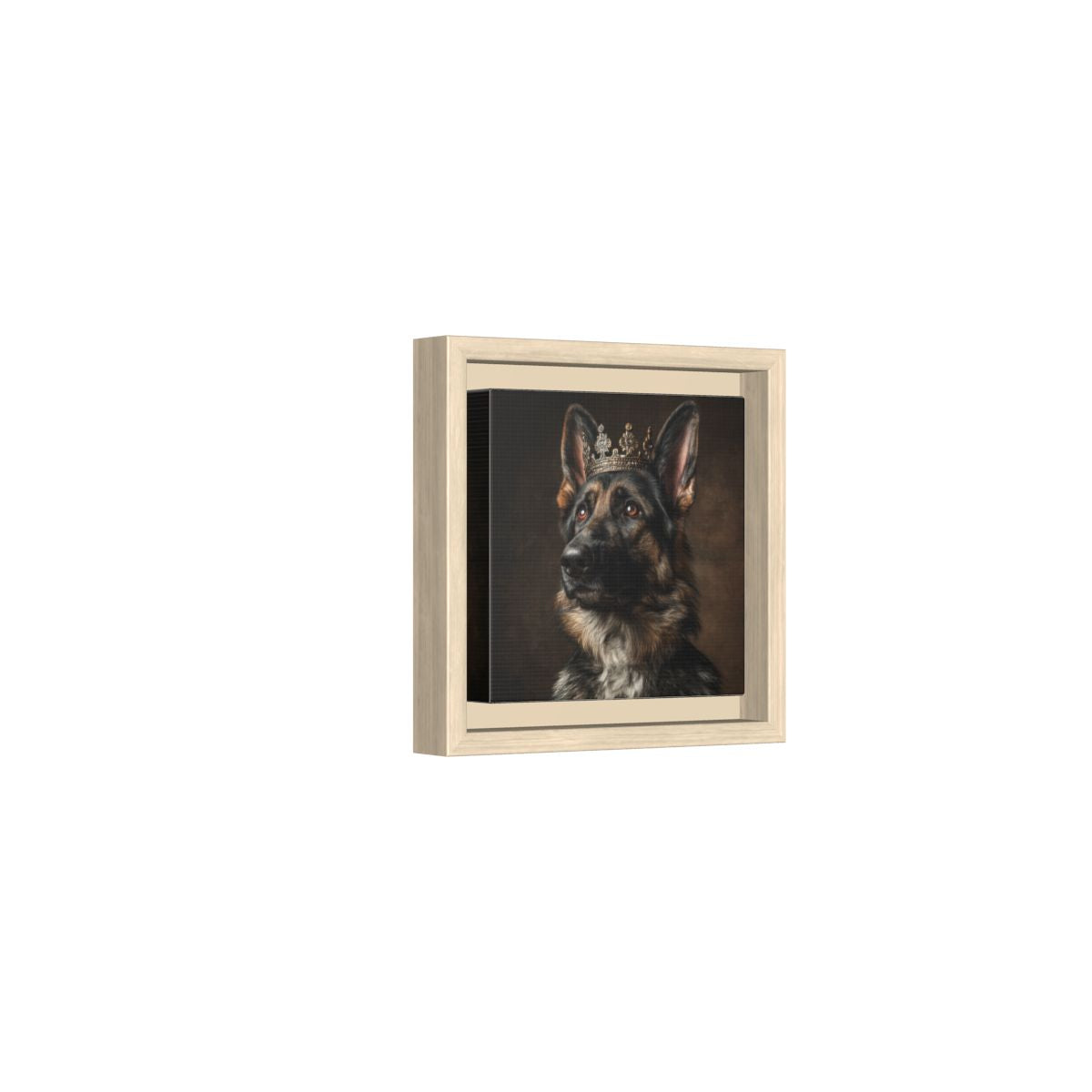 German Shepherd Dog Crown Canvas Print – natural wood framed canvas