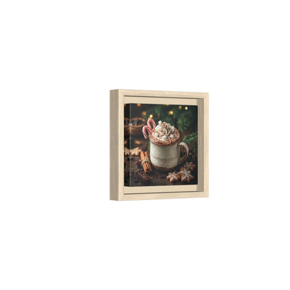 Christmas Hot Cocoa Canvas Wall Art – natural wood framed canvas