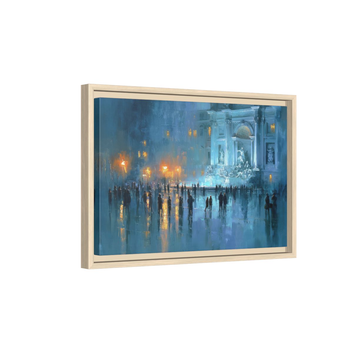 Trevi Fountain Canvas Print – natural wood framed canvas