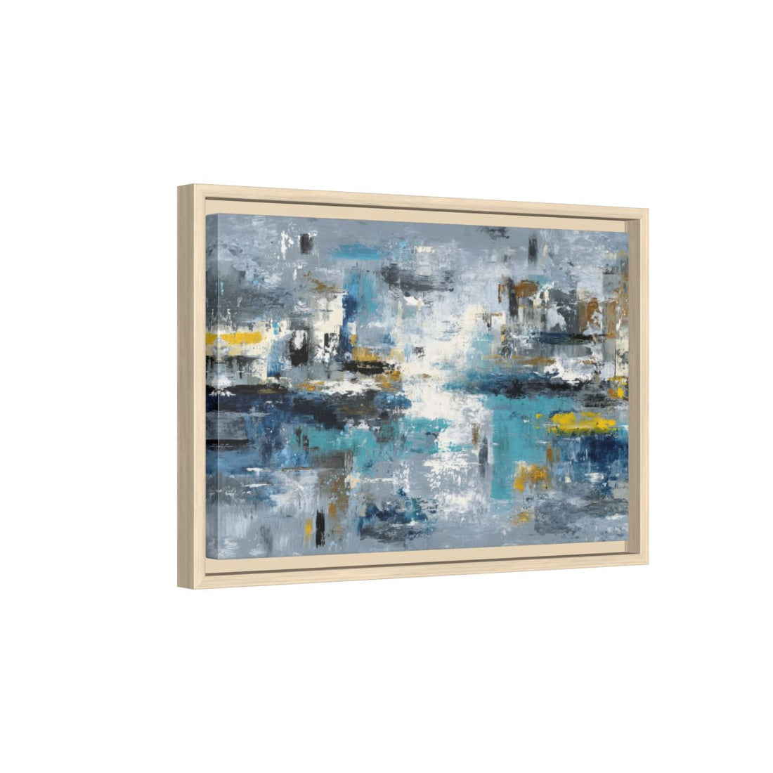 Abstract Blue Gray Canvas Wall Art – natural wood framed canvas