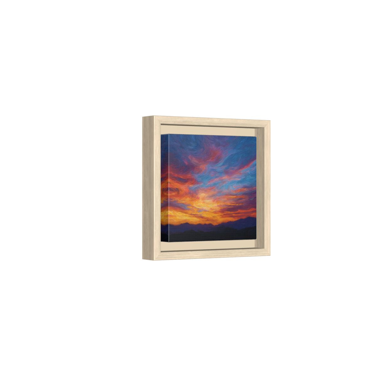 Sunset Sky Canvas Wall Art – natural wood framed canvas