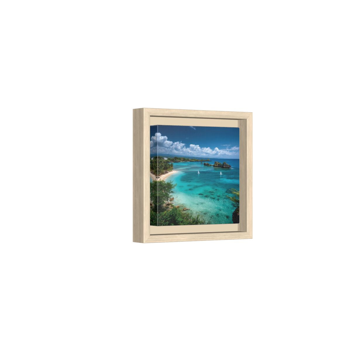 Tropical Beach Canvas Print – natural wood framed canvas