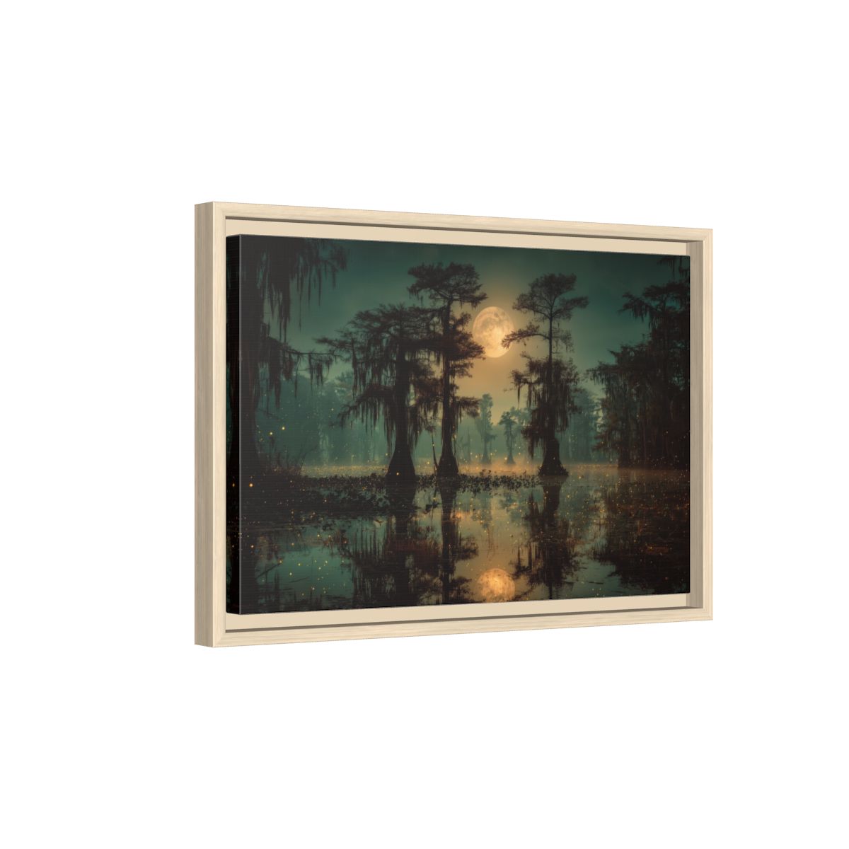 Gothic Swamp Canvas Wall Art – natural wood framed canvas