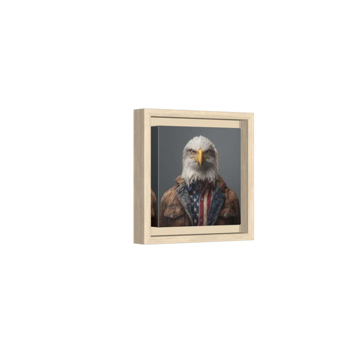 Patriotic Eagle Canvas Wall Art – natural wood framed canvas