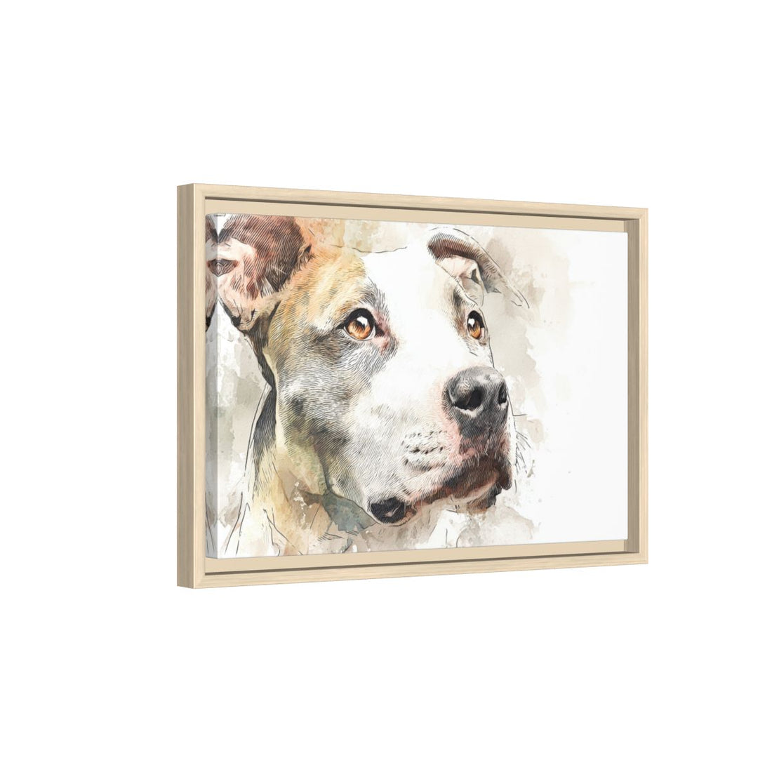 Pit Bull Terrier Canvas Wall Art – natural wood framed canvas