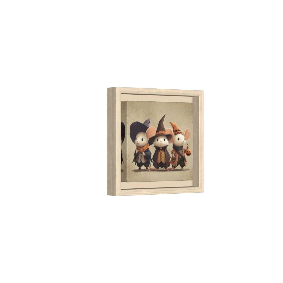Halloween Mouse Wall Art – natural wood framed canvas