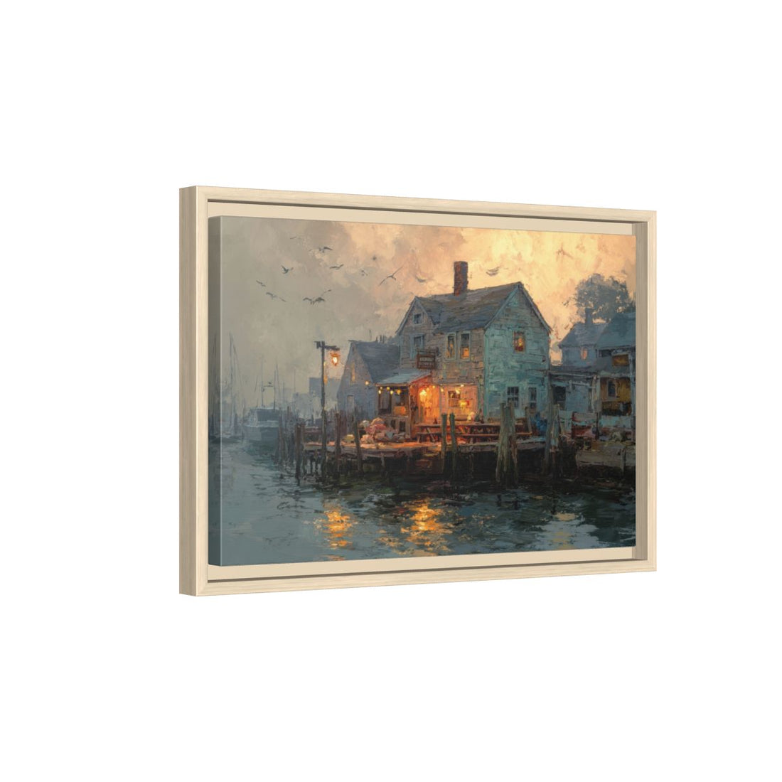 New England Clam Shack Canvas Print – natural wood framed canvas