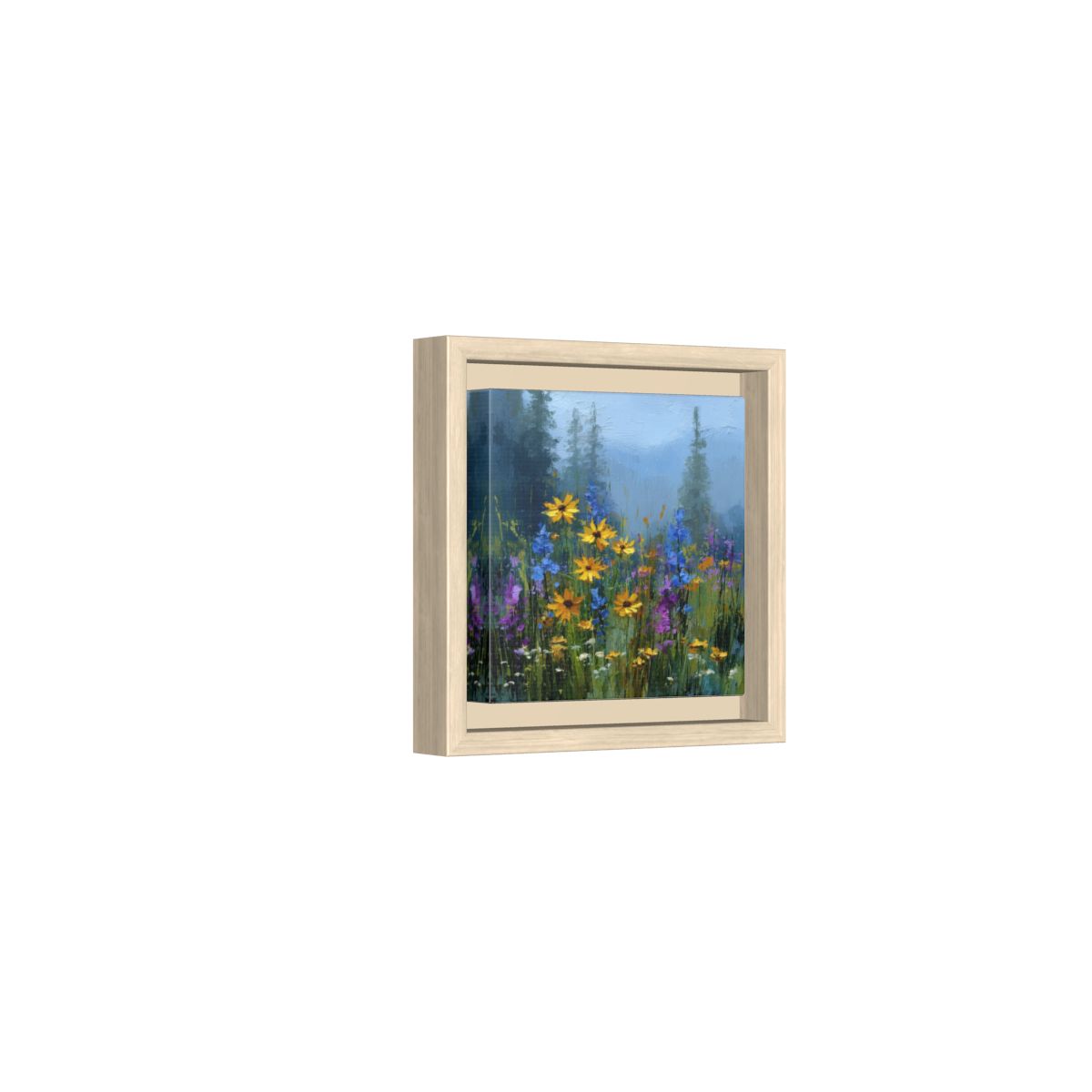 Wildflower Meadow Canvas Print – natural wood framed canvas