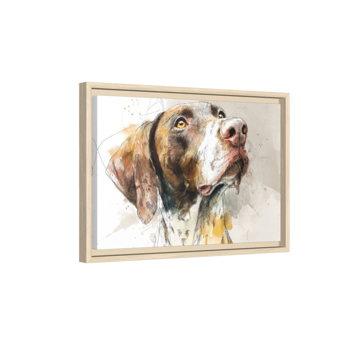 German Shorthaired Pointer Canvas Print – natural wood framed canvas