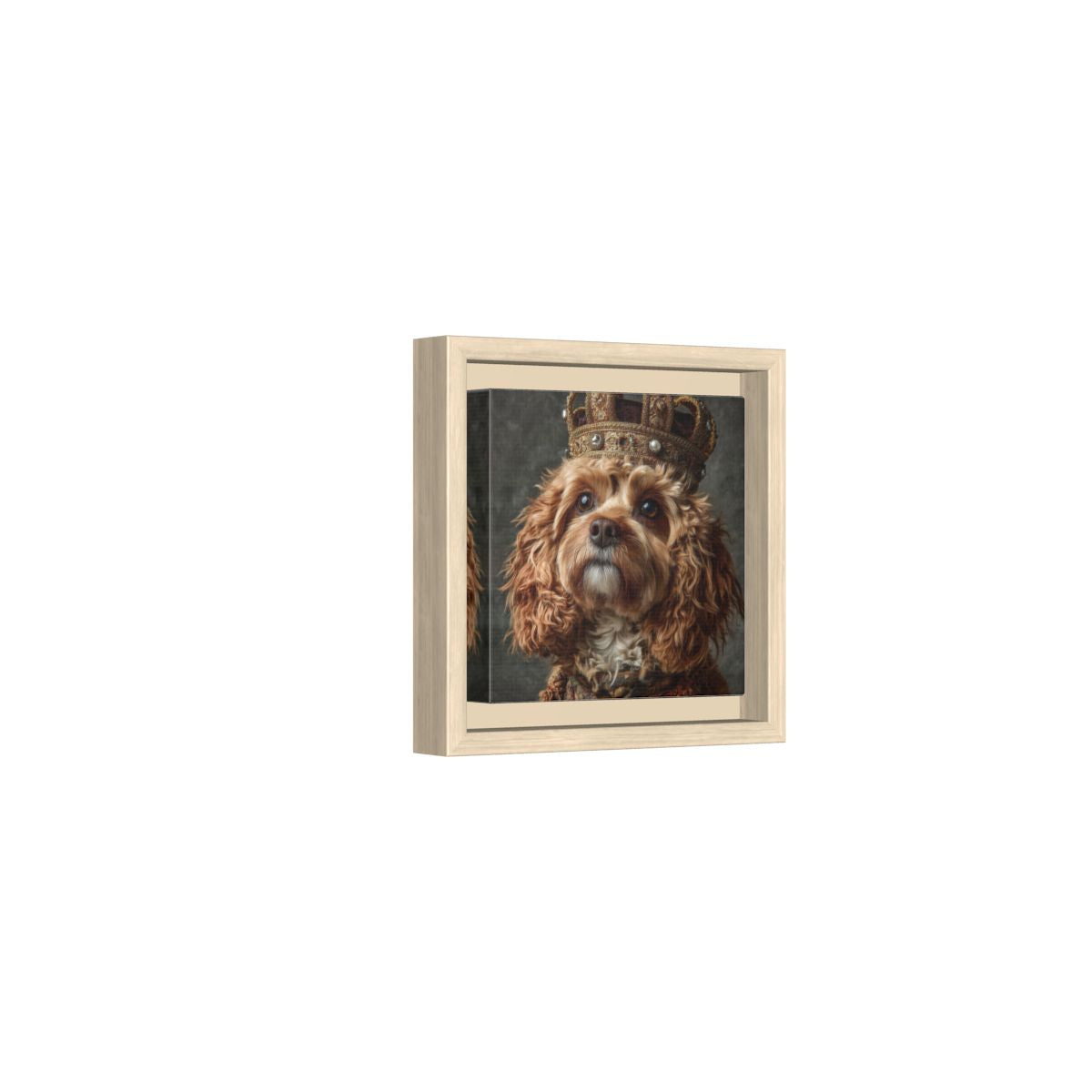 Cavapoo Dog Crown Canvas Print – natural wood framed canvas
