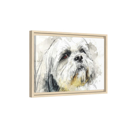 Shih Tzu Dog Portrait Canvas Print – natural wood framed canvas