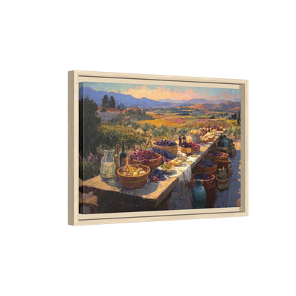 Wine Country Harvest Canvas Wall Art – natural wood framed canvas