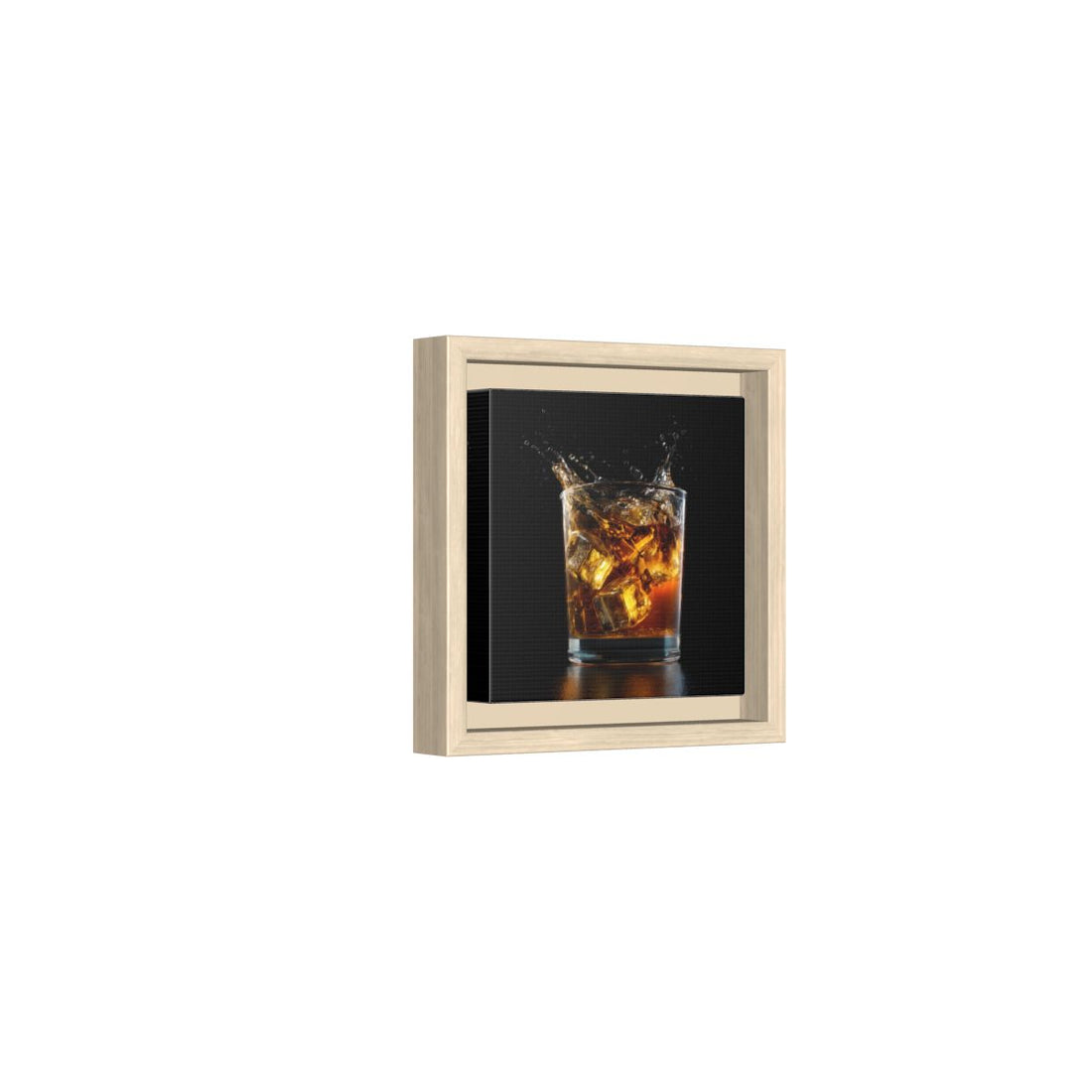 Whiskey Glass Canvas Print – natural wood framed canvas